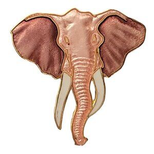 William Spear Vintage 1989 Pink Enamel Champleve Elephant Brooch Pin, N81
